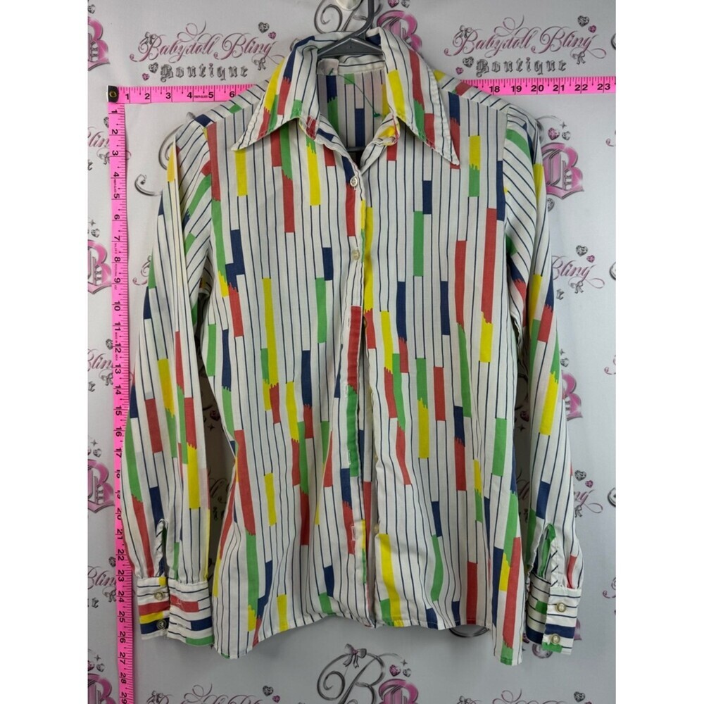 White Stag button up shirt Vertical Stripe Button-Up Shirt Multicolor Blocks